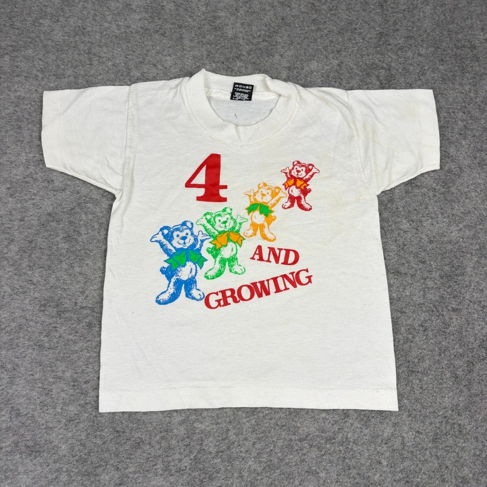 Screen Stars T Shirt Unisex 6-8 White 4 Growing Bears Vintage 80s Single Stitch